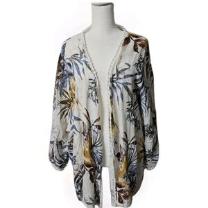 Francesca Bettini Women's Linen Floral Tropical Open Cardigan/Kimono Italy OS